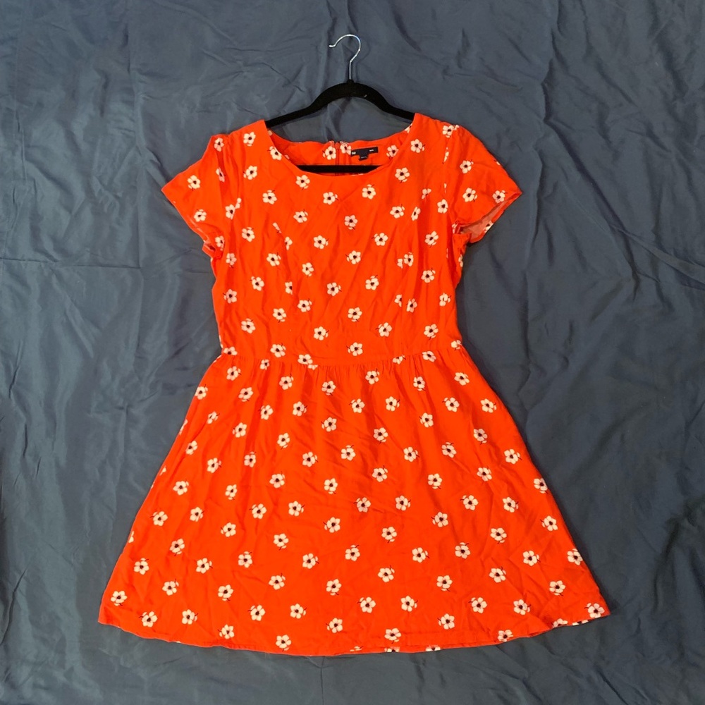 Gap orange and white flower sun dress size 8